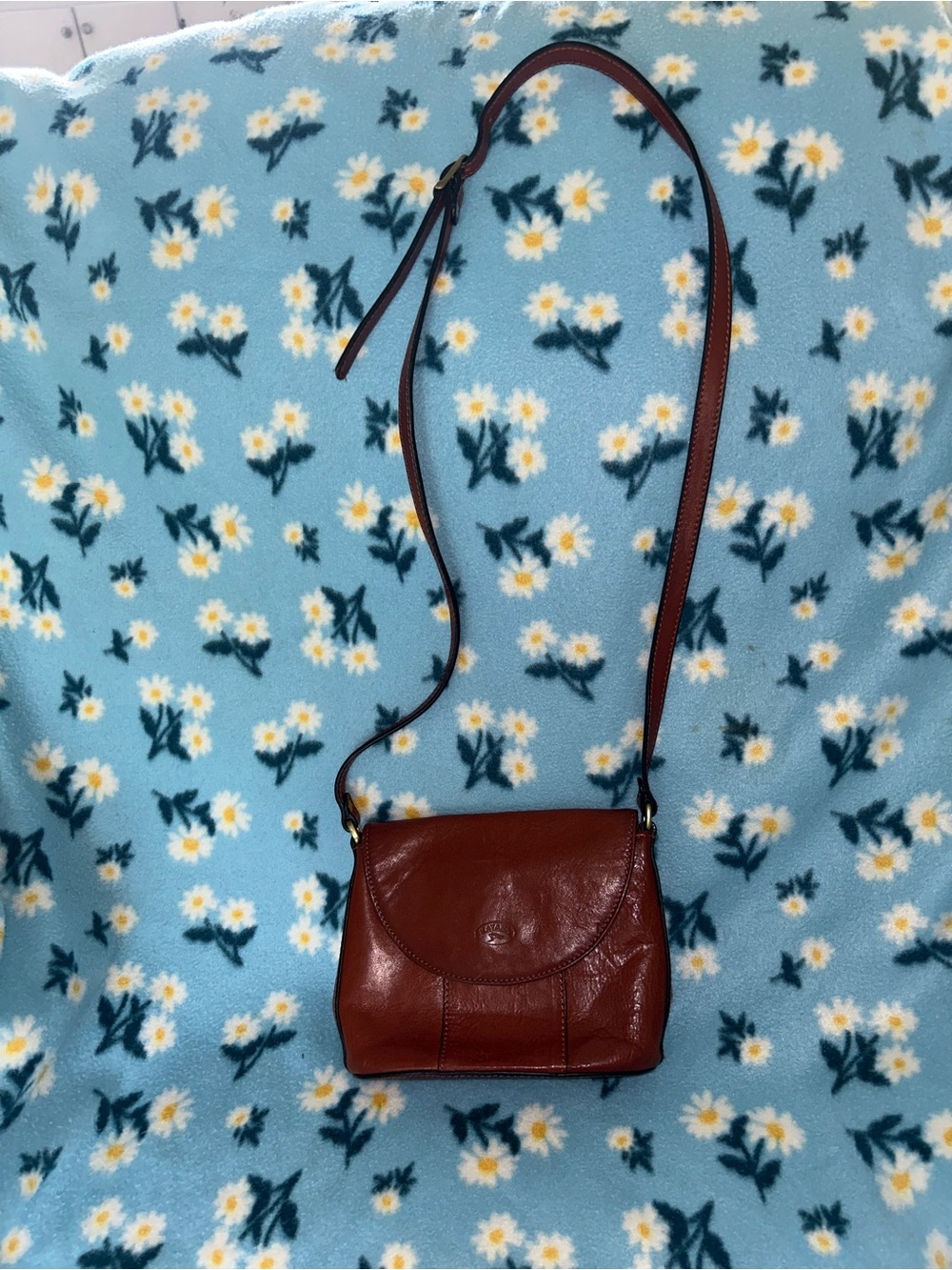 Vintage Katana Crossbody Leather Shoulder Bag in Deep Brown